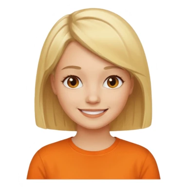 Women with blond hair bob and orange shirt sticker
