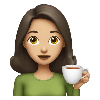Brunette girl sipping tea sticker