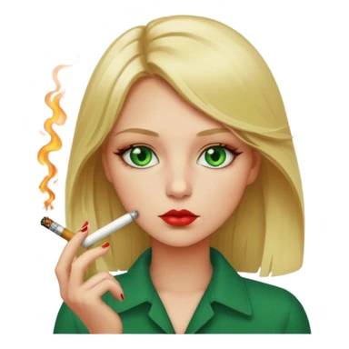 girl with blonde hair smoking and green eyes with red around sticker