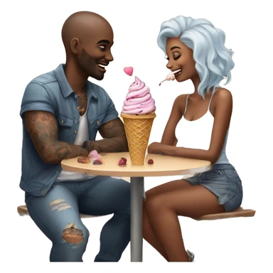 Cute ice cream date for beautiful tattooed couple sticker