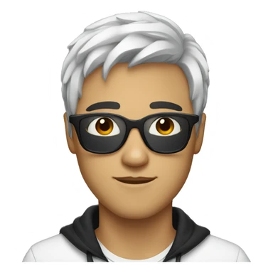 young men with dark glasses with dark and white hair sticker