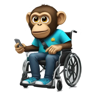 Monkey in a wheelchair playing xbox  sticker