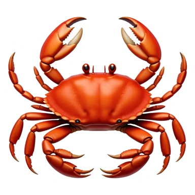Cinematic Realistic Noble Crab Portrait Emoji, Poised and commanding, with a robust, angular build and a vividly red, textured exoskeleton naturally forming a distinctive face with expressive eyes, rendered in lifelike detail with realistic sandy accents, high shine, intelligent and resolute, styled with an air of coastal authority, focused and attentive, soft glowing outline, capturing the essence of a watchful and confident crab that appears ready to scuttle out of the screen with effortless power! sticker