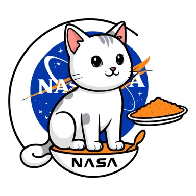 Cat food with a NASA Launch Services Program logo sticker
