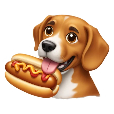 Dog eating a sausage hotdog sticker