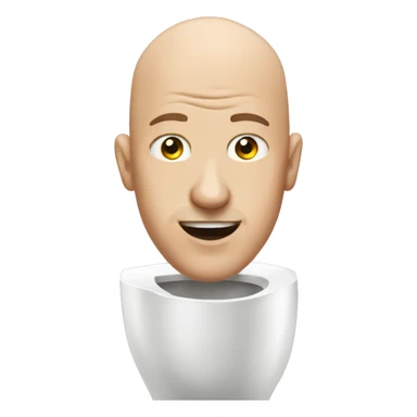 bald persons head coming out of a toilet sticker