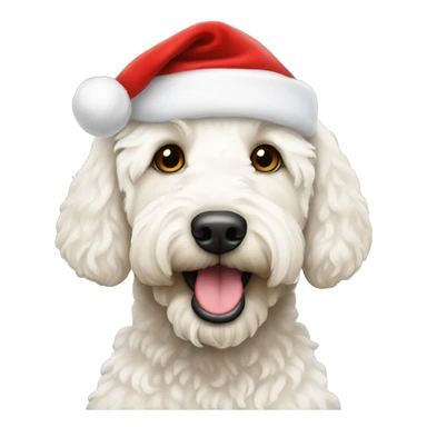 White labradoodle with Santa hat on sticker