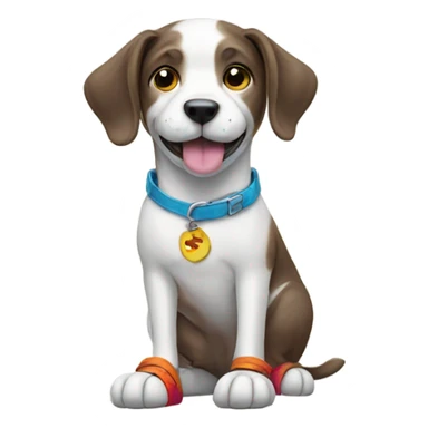 A dog wearing shoes sticker