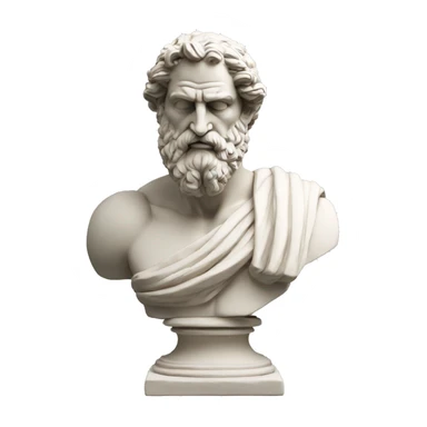 Ancient Greek King Odysseus Statue Thinking with Hand on Chin, Bust only, Off white sticker