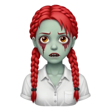 zombie girl with red braids and white shirt sticker