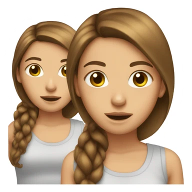 brown haired white girl looking at herself in mirror sticker