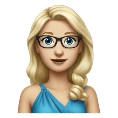 Pretty Caucasian blonde woman with glasses in a dress, hyper realistic with blue eyes  sticker