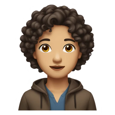 asian mixed white with brown eyes olive skin really dark brown curly wavy hair sticker