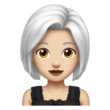 a girl with white hair that is in a undercut and she has red eyes and black angel wings and she has a maid dress on sticker
