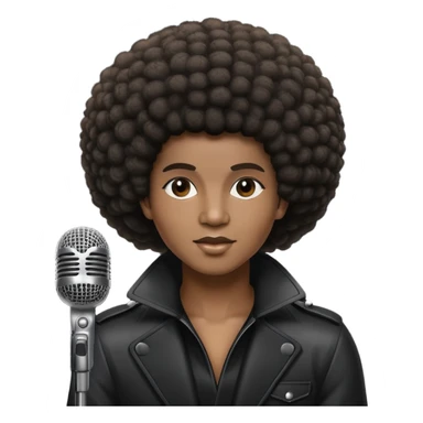 soul music singer with microphone and afro hairstyle sticker