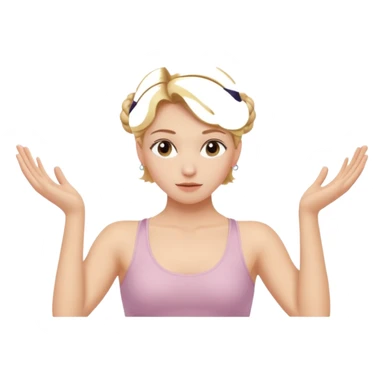 Cinematic Realistic pilates Girl Portrait, depicted with lifelike skin texture, subtle rosy undertones, and soft natural lighting that enhances the gentle contours of her face. Her intricately detailed golden blonde hair is elegantly styled in an updo, sticker