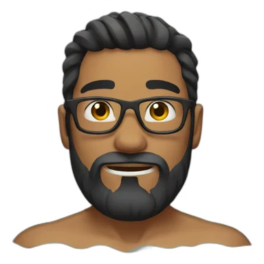 Swimming guy black hair and beard muscles sticker