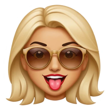 female sunglasses tongue winking sticker