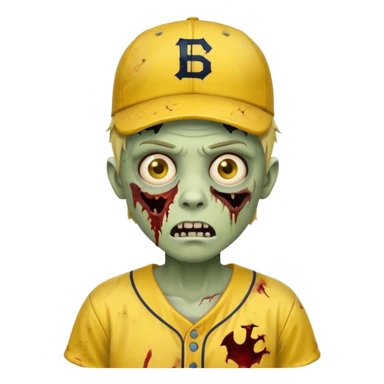 zombie with yellow baseball jersey and hat sticker