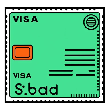 sticker style visa stamp with bold outline, playful, no background sticker