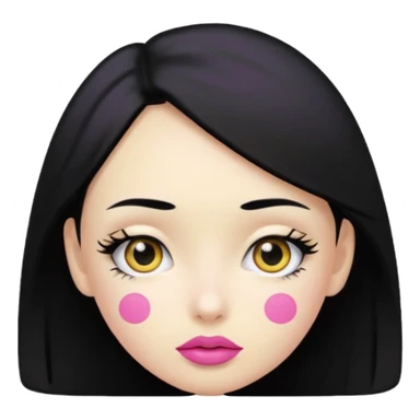 Yellow face with cute eyes pink lips black hair and black dot at forehead  sticker