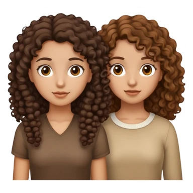two girls standing next to eachother one with dark brown curly hair and one with light brown curly hair sticker