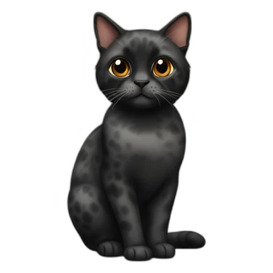 Mostly black tortoiseshell cat with black chin sticker