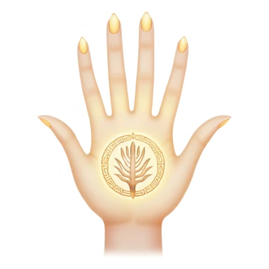 ethereal glowing hand with intricate palm lines and mystical symbols sticker