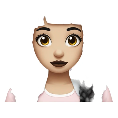 White Woman with black and white middle split dye hair (melanie martinez crybaby style) sticker