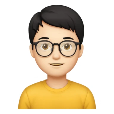 Emoji boy with black hair and glasses sticker