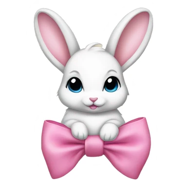 Baby bunny with coquette bow on ear sticker