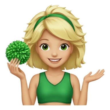 football cheerleader, holding a cheering pom, green  sticker