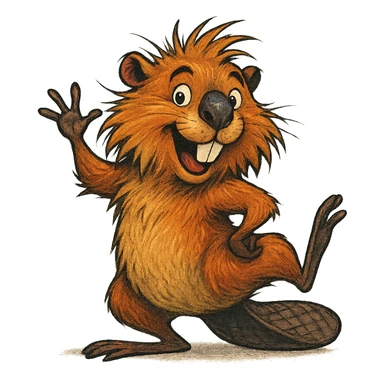exotic beaver in a funny pose, creative style, transparent background sticker