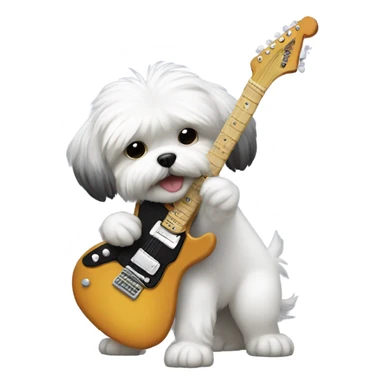 Shitzu dog playing electric guitar sticker