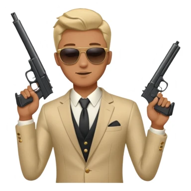 a handsome guy wearing a party clothes with sun glasses and a gun. sticker