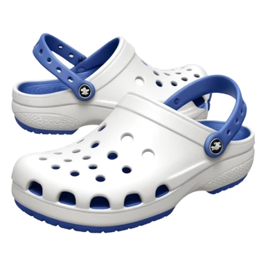 Pure white Crocs clogs, all-white straps and sole, no blue or other colors, matte white material, ventilation holes, dark background, realistic product photo, monochrome white only, no logos. sticker