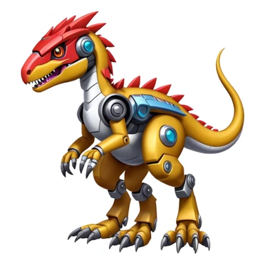 Furry Cool Edgy Futuristic shiny colorful Digimon-Fakemon-Guilmon-Velociraptor-Mecha full body   sticker