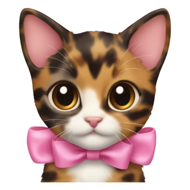 Tortoiseshell kitten with pink bow on her ear sticker