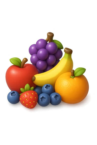 emoji 3d stile iphone che rappresenta montagnetta di frutta fresca 3d sticker