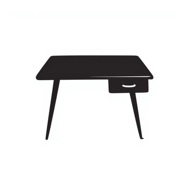 A desk, black doodle style sticker