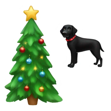 Christmas Black Labrador and Christmas tree  sticker
