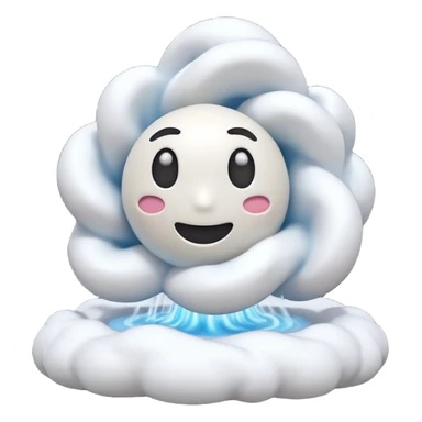 3D render of Blizzard, miniature weather phenomenon, volumetric particle effects, swirling white snow and wind vortex, elemental energy, emoji style, isolated on white background --v 6.0. sticker