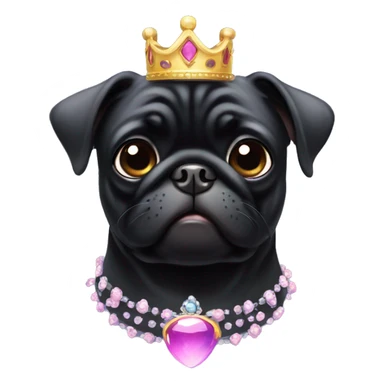 Black pug dog wearing a princess crown sticker