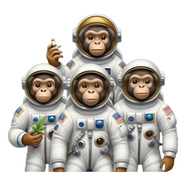 group of apes in astronaut suits floating in space smoking weed sticker