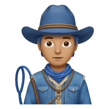 Cowboy with blue hat and lasso sticker