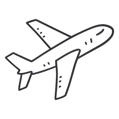 black airplane icon, hand-drawn outline, suitable as a placeholder sticker