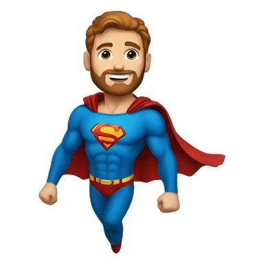 Flying superman with redish brownish hair, blue eyes, trimmed beard sticker