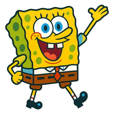 Spongebob Squarepants as a cartoon character, vibrant colors, energetic expression sticker