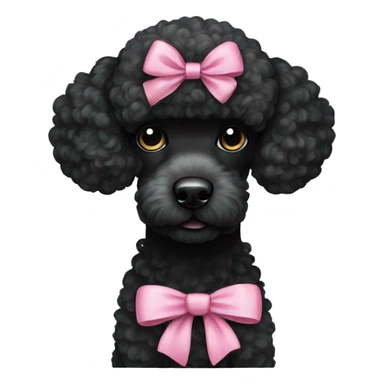 Black poodle with pink bow sticker
