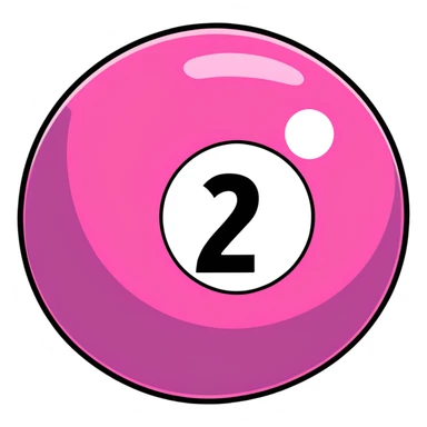 pink billiard ball with the number 23 inside a white circle sticker
